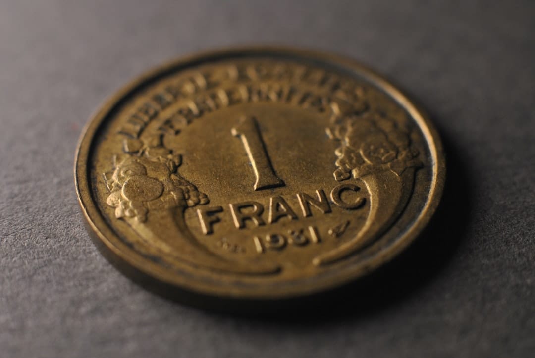 A close up of a coin on a table
